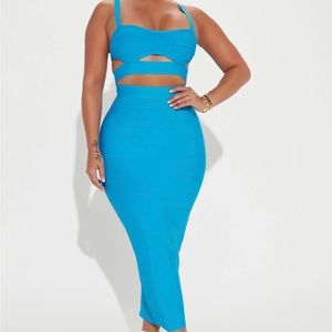 Turquoise bandage 2 piece set in Large